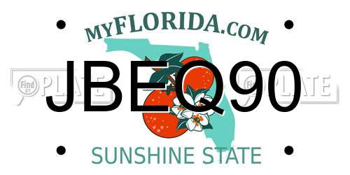 JBEQ90 Florida License Plate