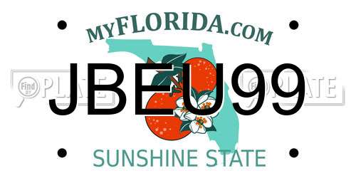JBEU99 Florida License Plate