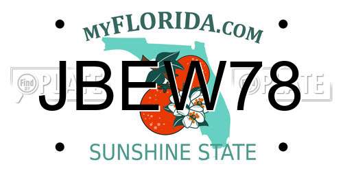 JBEW78 Florida License Plate