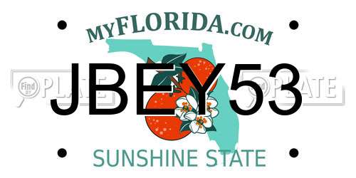 JBEY53 Florida License Plate