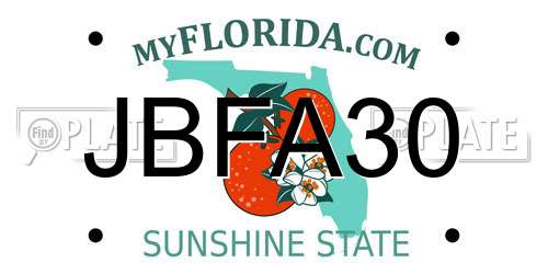 JBFA30 Florida License Plate