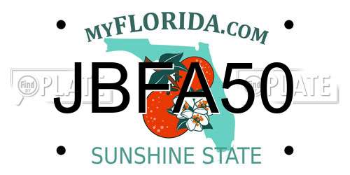 JBFA50 Florida License Plate