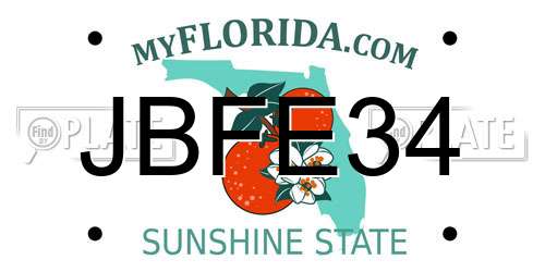 JBFE34 Florida License Plate
