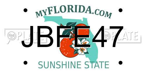 JBFE47 Florida License Plate