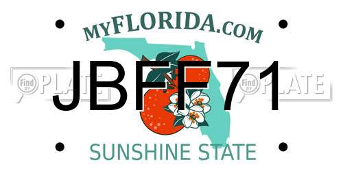 JBFF71 Florida License Plate