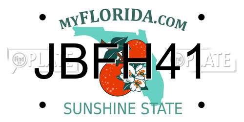 JBFH41 Florida License Plate