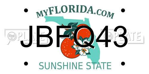 JBFQ43 Florida License Plate
