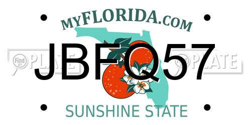 JBFQ57 Florida License Plate