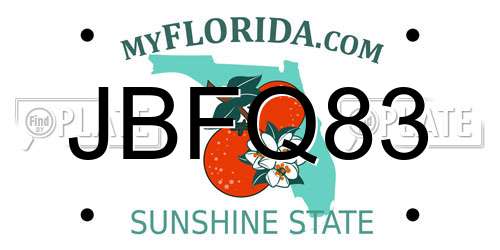 JBFQ83 Florida License Plate