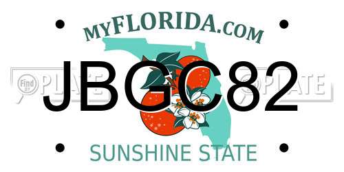 JBGC82 Florida License Plate