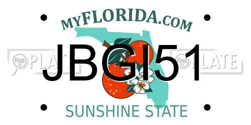JBGI51 Florida License Plate