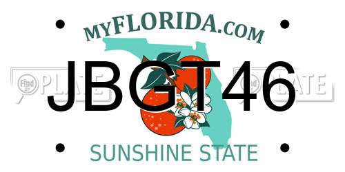 JBGT46 Florida License Plate
