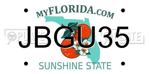 JBGU35 Florida License Plate