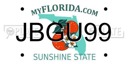 JBGU99 Florida License Plate