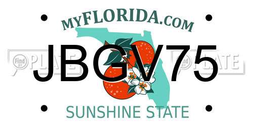 JBGV75 Florida License Plate