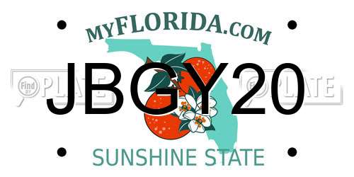 JBGY20 Florida License Plate