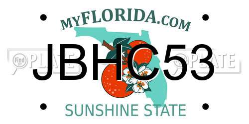 JBHC53 Florida License Plate