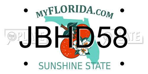 JBHD58 Florida License Plate
