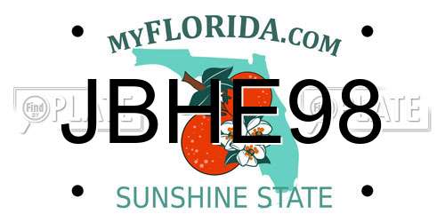 JBHE98 Florida License Plate