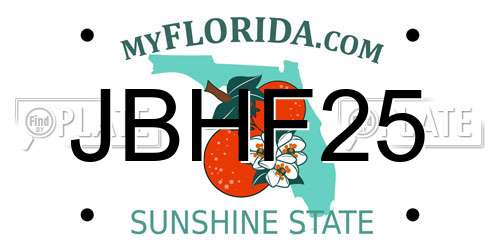 JBHF25 Florida License Plate