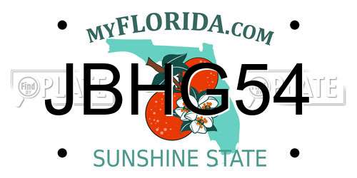 JBHG54 Florida License Plate