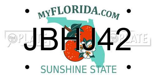 JBHJ42 Florida License Plate