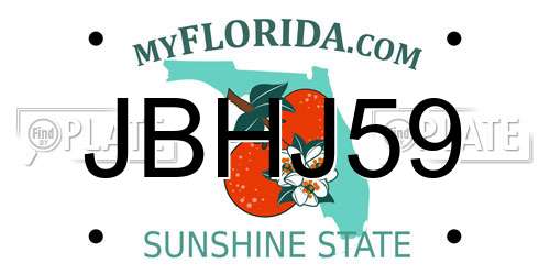 JBHJ59 Florida License Plate