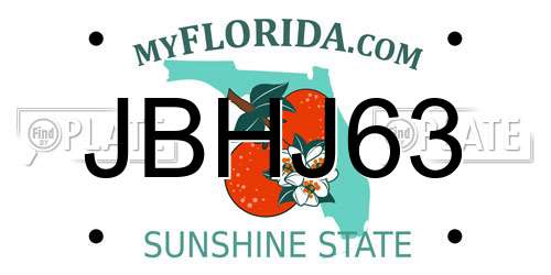 JBHJ63 Florida License Plate