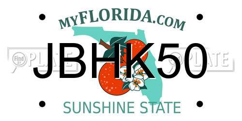 JBHK50 Florida License Plate