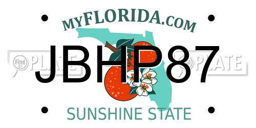 JBHP87 Florida License Plate