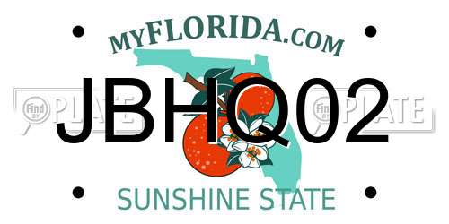 JBHQ02 Florida License Plate
