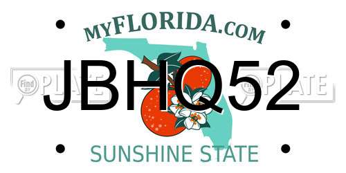 JBHQ52 Florida License Plate