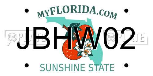 JBHW02 Florida License Plate