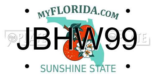 JBHW99 Florida License Plate