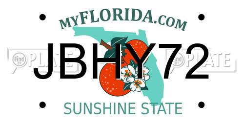 JBHY72 Florida License Plate