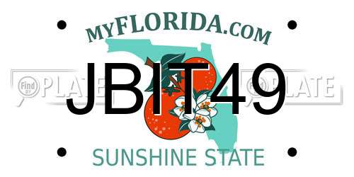 JBIT49 Florida License Plate