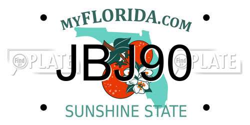 JBJ90 Florida License Plate