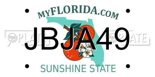 JBJA49 Florida License Plate