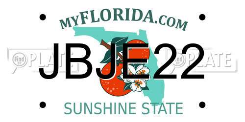 JBJE22 Florida License Plate