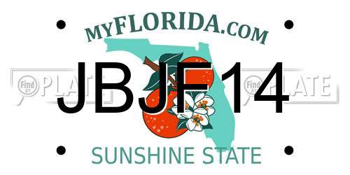 JBJF14 Florida License Plate