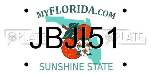 JBJI51 Florida License Plate