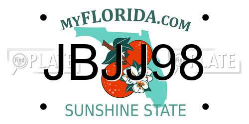 JBJJ98 Florida License Plate