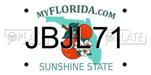 JBJL71 Florida License Plate