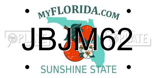 JBJM62 Florida License Plate