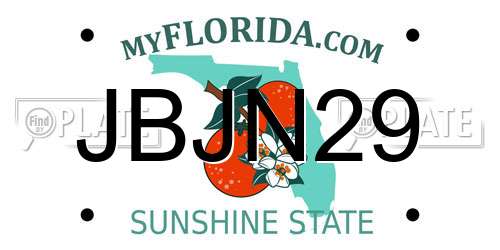 JBJN29 Florida License Plate