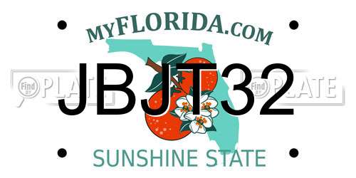 JBJT32 Florida License Plate