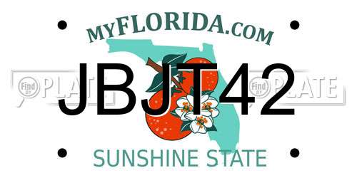 JBJT42 Florida License Plate