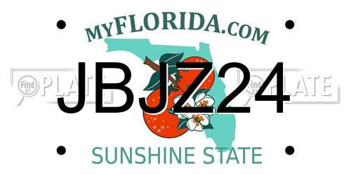 JBJZ24 Florida License Plate