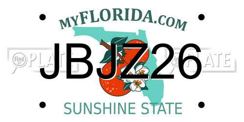 JBJZ26 Florida License Plate