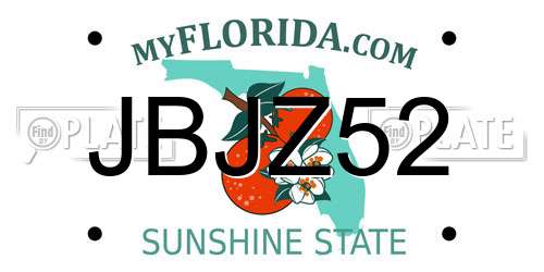 JBJZ52 Florida License Plate